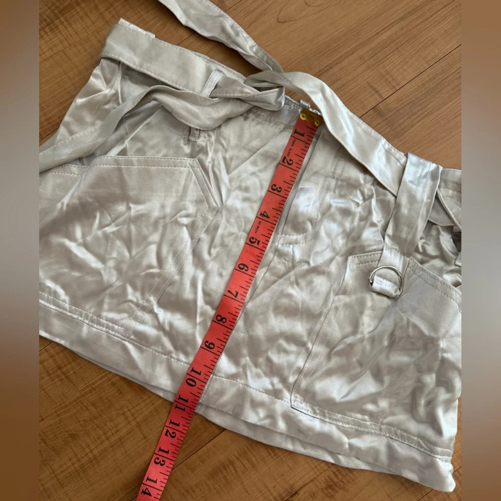 Satin Cargo Mini Skirt with tie Belt